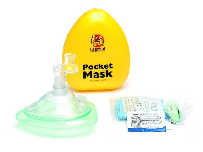 Laerdal Pocket Mask, Taschenmaske im gelben Kunststoffetui